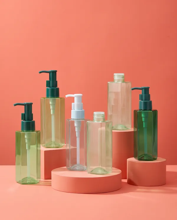 Renkli Şeffaf Beşgen Pompalı Şişe 150 ml