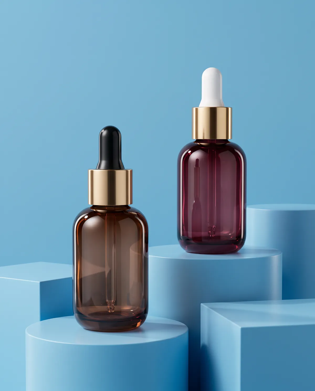 Renkli Şeffaf Damlalıklı Cilt Bakım Şişesi 30–50 ml