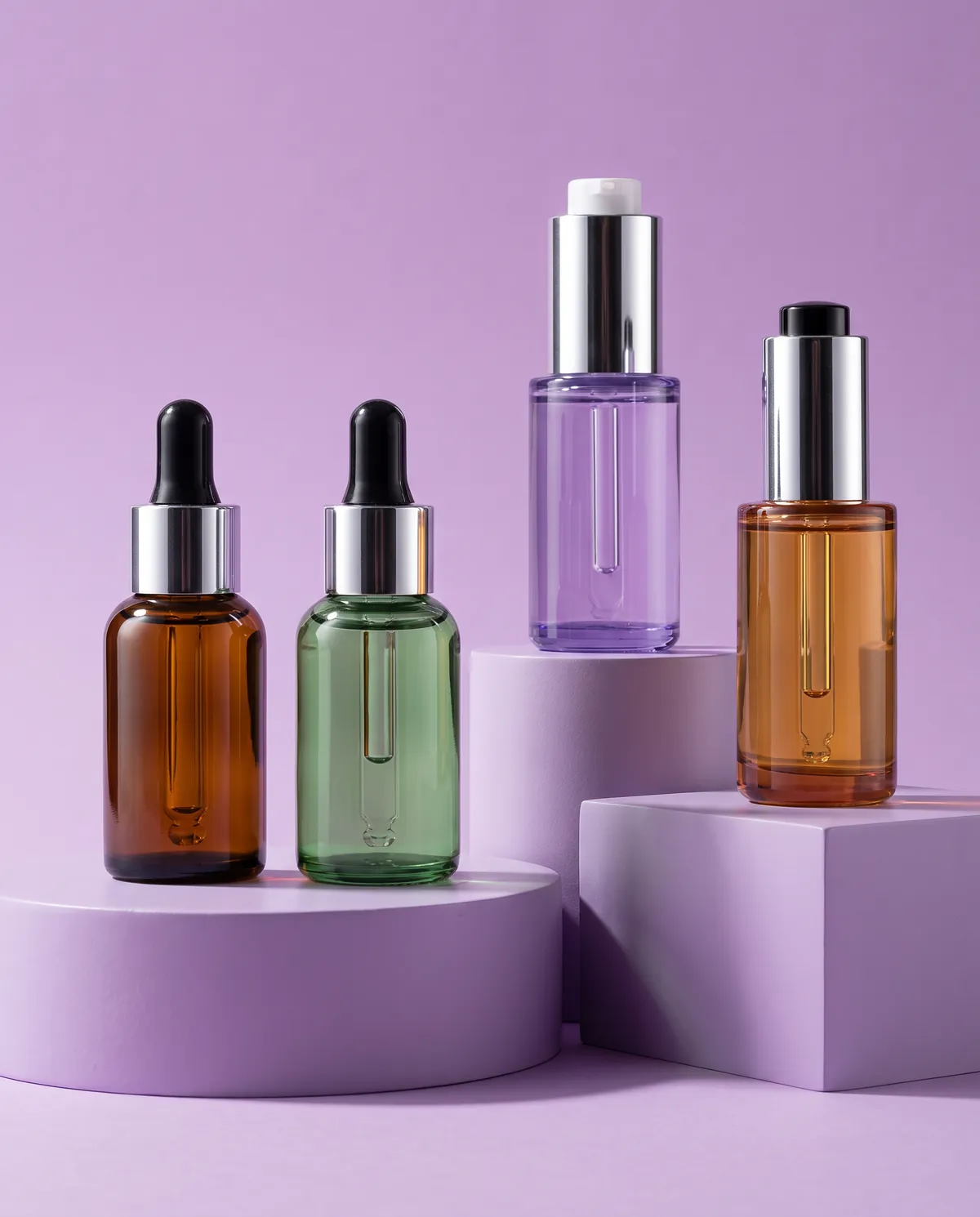 Renkli Şeffaf Damlalıklı Cilt Bakım Şişesi 30 ml