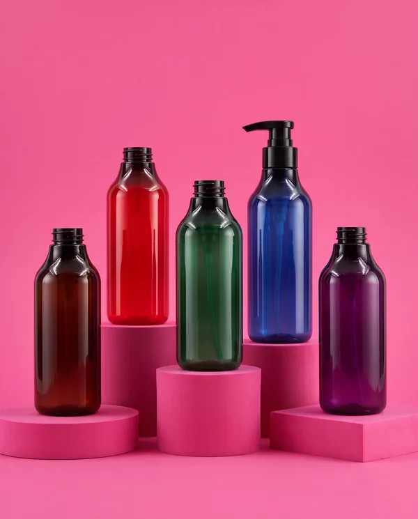 Renkli Şeffaf Özel Formlu Pompalı Şişe 500 ml