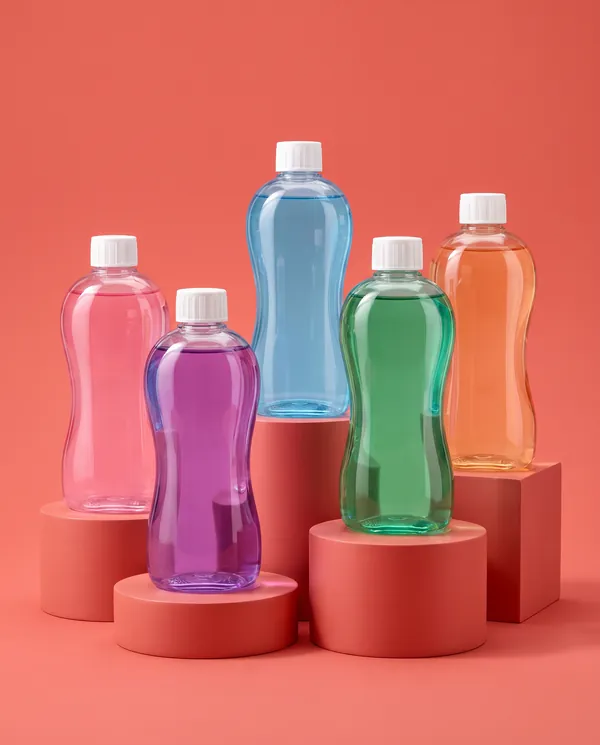 Renkli Şeffaf Özel Formlu Vidalı Kapaklı Şişe 500 ml