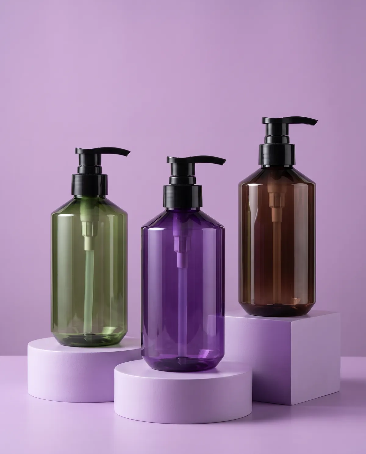 Renkli Şeffaf Pompalı Losyon Şişesi 300–500 ml
