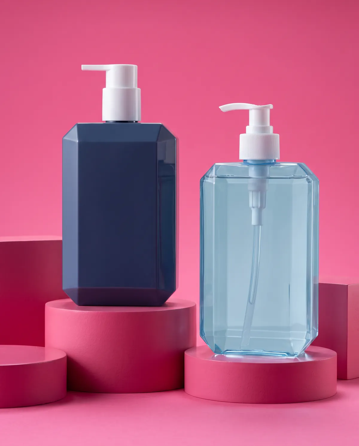 Renkli Şeffaf Pompalı Losyon Şişesi 500 ml