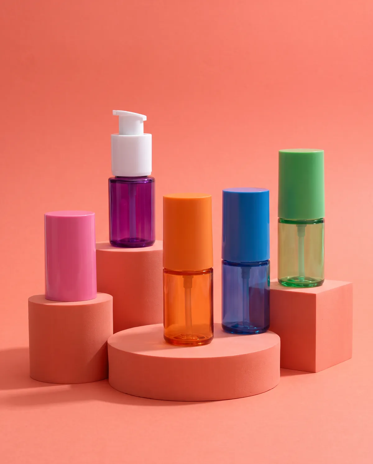 Renkli Şeffaf Silindir Pompalı Şişe 30 ml