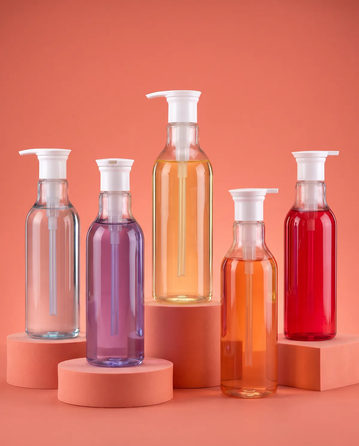 Renkli Şeffaf Silindir Pompalı Şişe 950 ml
