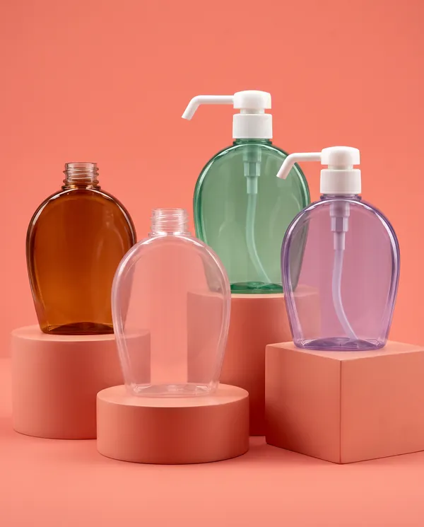 Renkli Şeffaf Yassı Pompalı Şişe 550 ml